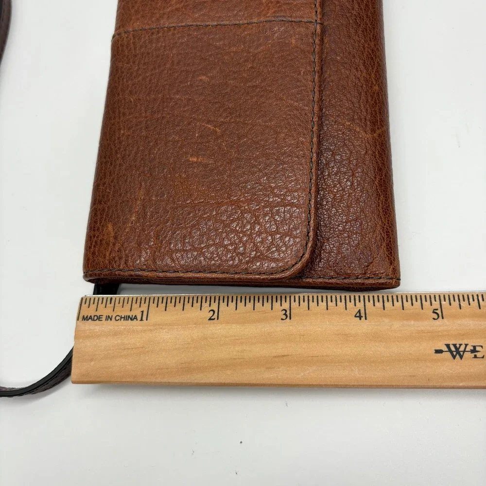 Fossil Brown Leather Crossbody Wallet Clutch Bag‎ Purse